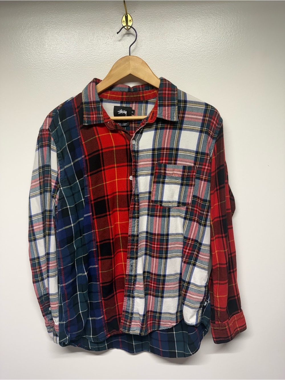 Stussy Multicolor Plaid Patchwork Button-Down Shirt